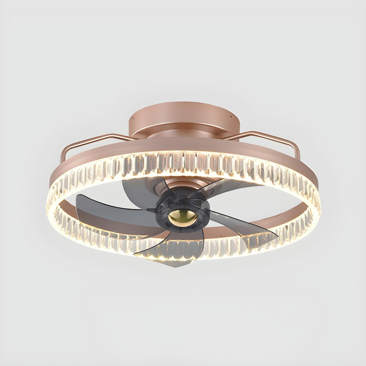 Stylish Circular Flush Mount Ceiling Fan with Light Image - 11