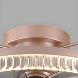 Stylish Circular Flush Mount Ceiling Fan with Light Image - 12