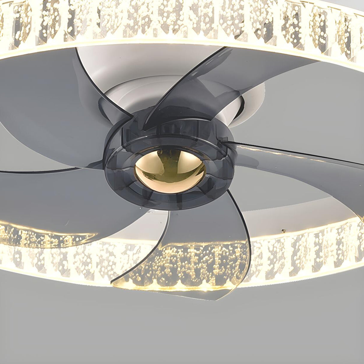 Stylish Circular Flush Mount Ceiling Fan with Light Image - 14