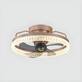 Stylish Circular Flush Mount Ceiling Fan with Light Image - 19