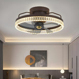 Stylish Circular Flush Mount Ceiling Fan with Light Image - 20