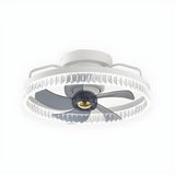 Stylish Circular Flush Mount Ceiling Fan with Light Image - 3