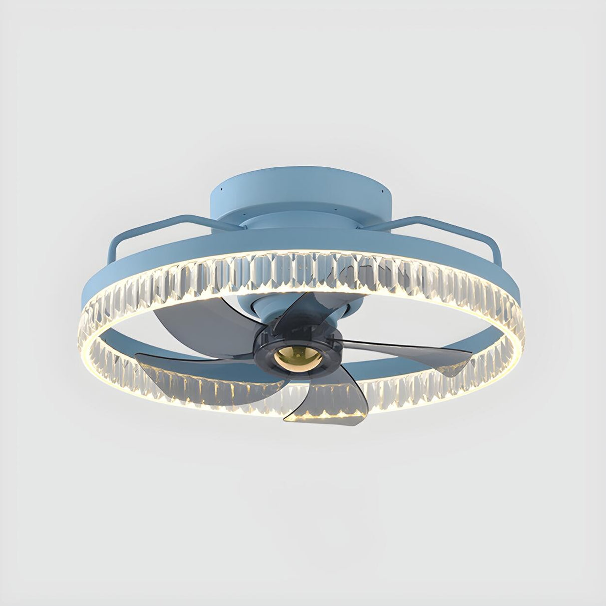 Stylish Circular Flush Mount Ceiling Fan with Light Image - 5