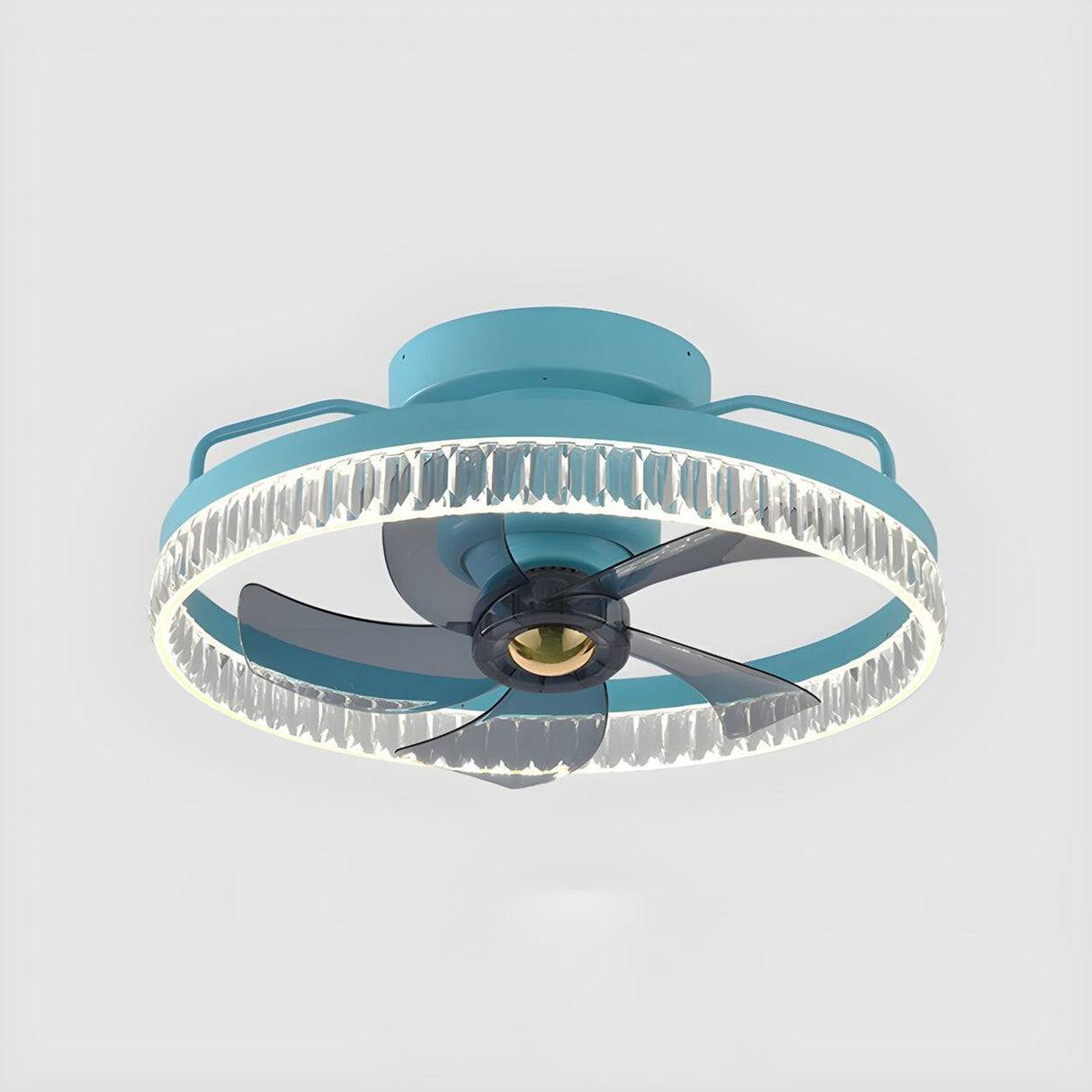 Stylish Circular Flush Mount Ceiling Fan with Light Image - 7