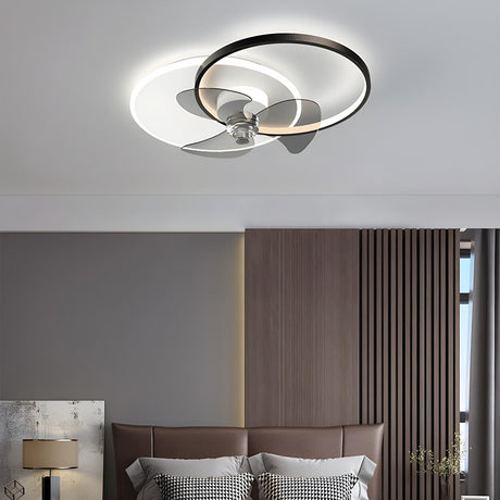 Stylish Circular Metal Flush Ceiling Fan with Light Image - 1