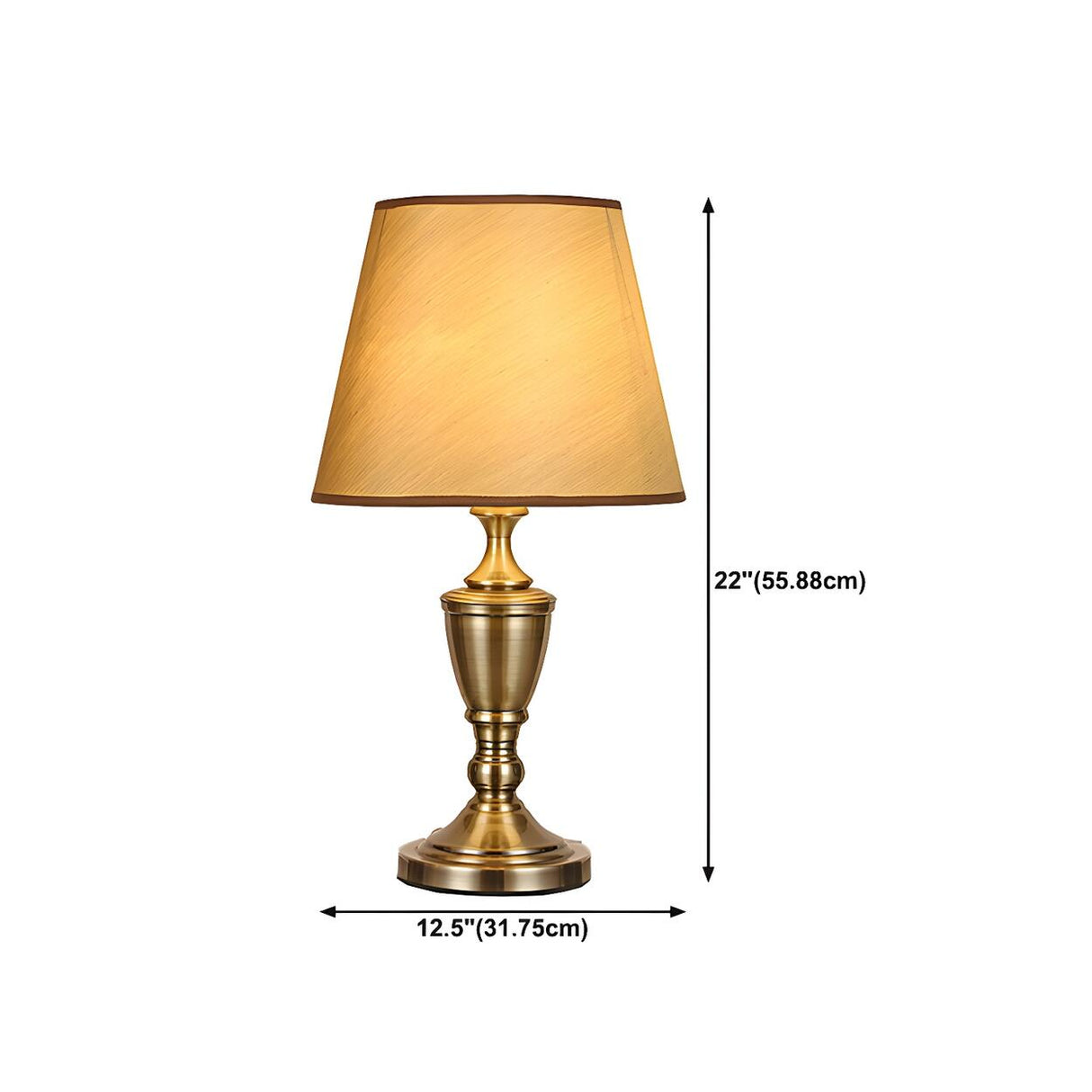 Stylish Classic Gold Fabric Drum Bedside Counter Lamp 