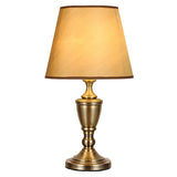 Stylish Classic Gold Fabric Drum Bedside Counter Lamp Image - 5