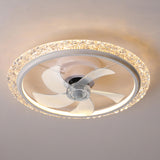 Stylish Clear 5-Blade Round Crystal Ceiling Fan Light Image - 6