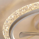 Stylish Clear 5-Blade Round Crystal Ceiling Fan Light Image - 8