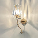 Stylish Clear Crystal Cylinder Gold Metal Wall Sconce Image - 11