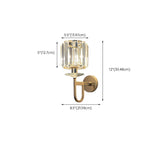 Stylish Clear Crystal Cylinder Gold Metal Wall Sconce Image - 17