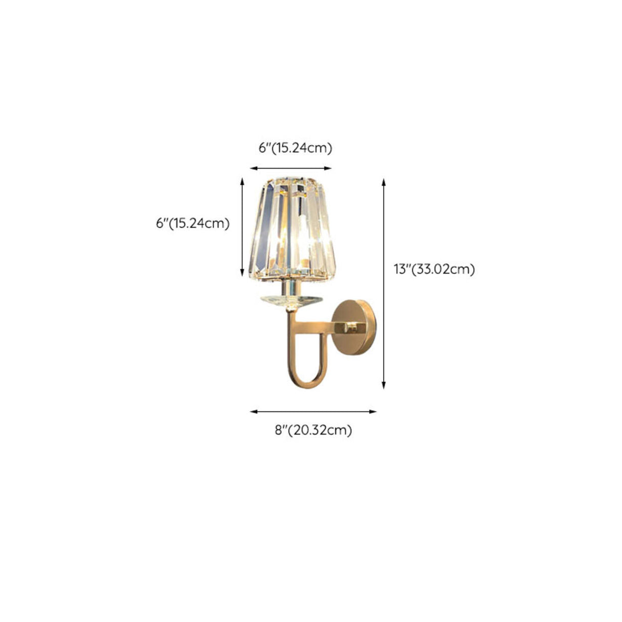 Stylish Clear Crystal Cylinder Gold Metal Wall Sconce Image - 19