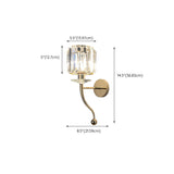 Stylish Clear Crystal Cylinder Gold Metal Wall Sconce Image - 22