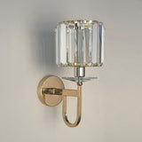 Stylish Clear Crystal Cylinder Gold Metal Wall Sconce Image - 4