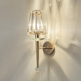 Stylish Clear Crystal Cylinder Gold Metal Wall Sconce Image - 7