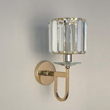 Stylish Clear Crystal Gold Cylinder Metal Wall Sconce Image - 14