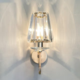 Stylish Clear Crystal Gold Cylinder Metal Wall Sconce Image - 16