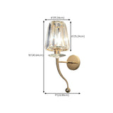 Stylish Clear Crystal Gold Cylinder Metal Wall Sconce #size