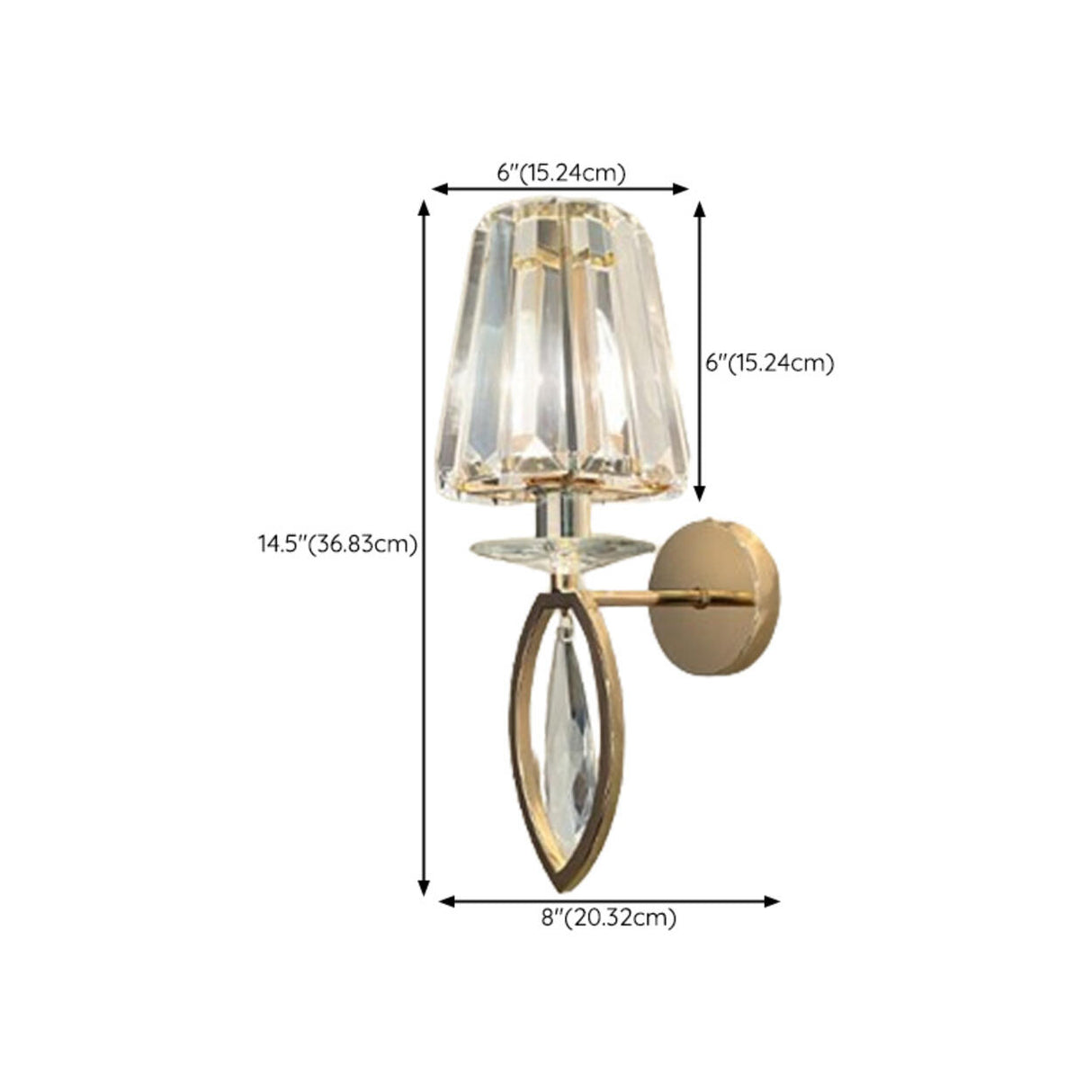 Stylish Clear Crystal Gold Cylinder Metal Wall Sconce Image - 28