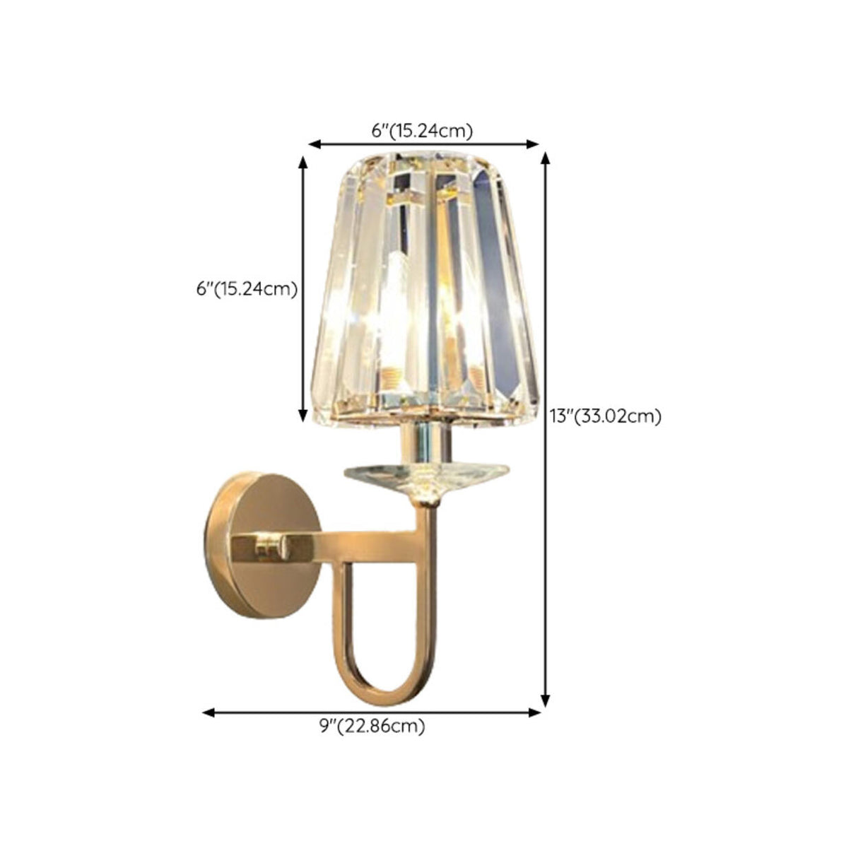 Stylish Clear Crystal Gold Cylinder Metal Wall Sconce Image - 30