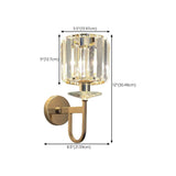 Stylish Clear Crystal Gold Cylinder Metal Wall Sconce Image - 31