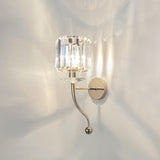 Stylish Clear Crystal Gold Cylinder Metal Wall Sconce Image - 5