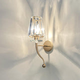 Stylish Clear Crystal Gold Cylinder Metal Wall Sconce Image - 7