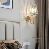 Stylish Clear Crystal Gold Cylinder Metal Wall Sconce Image - 8