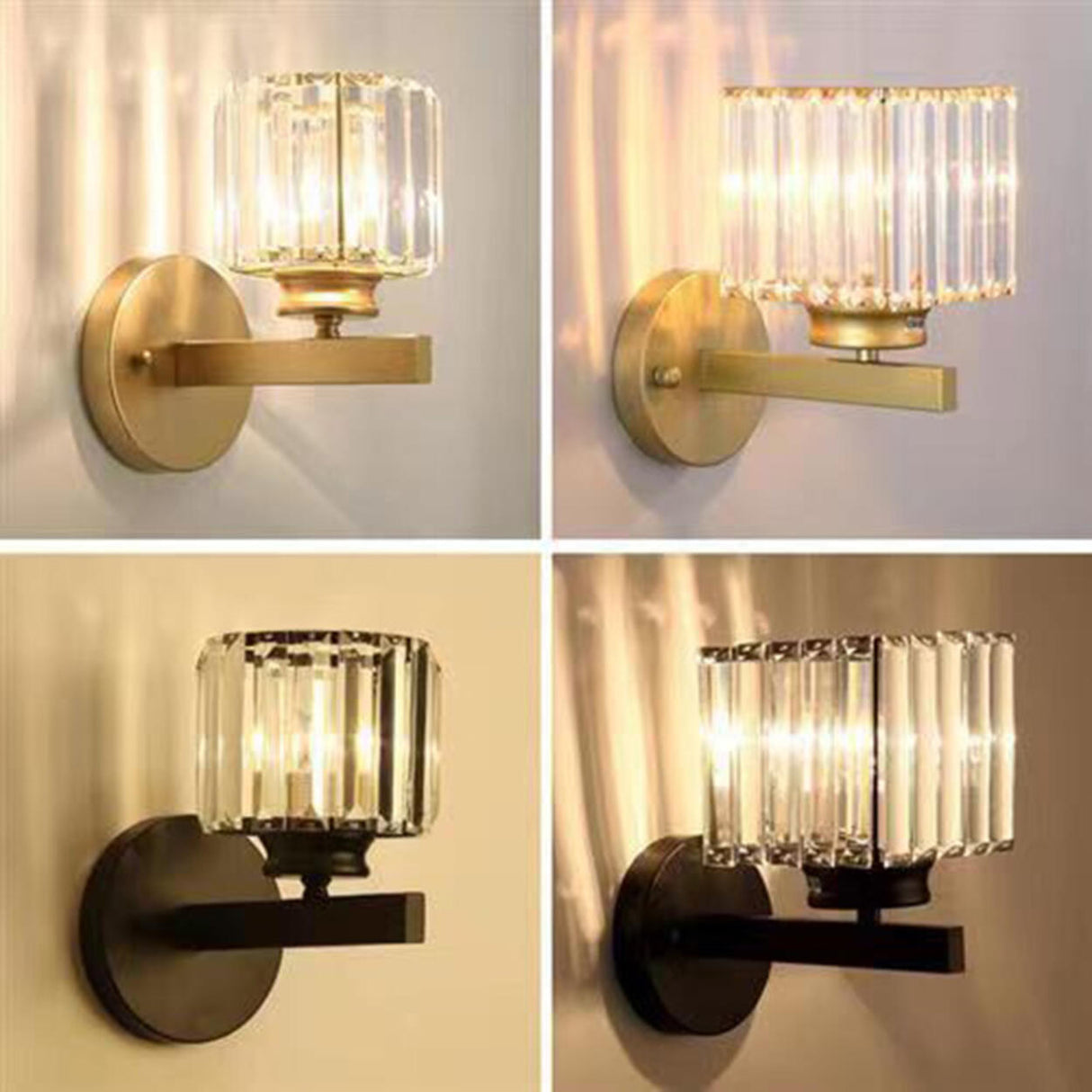 Stylish Clear Crystal Gold Cylinder Vanity Light Image - 10