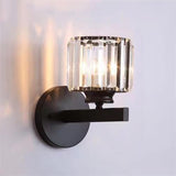 Stylish Clear Crystal Gold Cylinder Vanity Light Image - 2