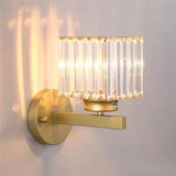 Stylish Clear Crystal Gold Cylinder Vanity Light Image - 7