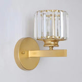 Stylish Clear Crystal Gold Cylinder Vanity Light Image - 11