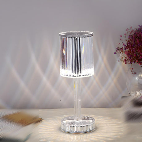 Stylish Clear Cylinder Shade LED Bedside Table Lamp Image - 1