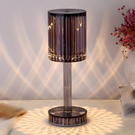 Stylish Clear Cylinder Shade LED Bedside Table Lamp Image - 2