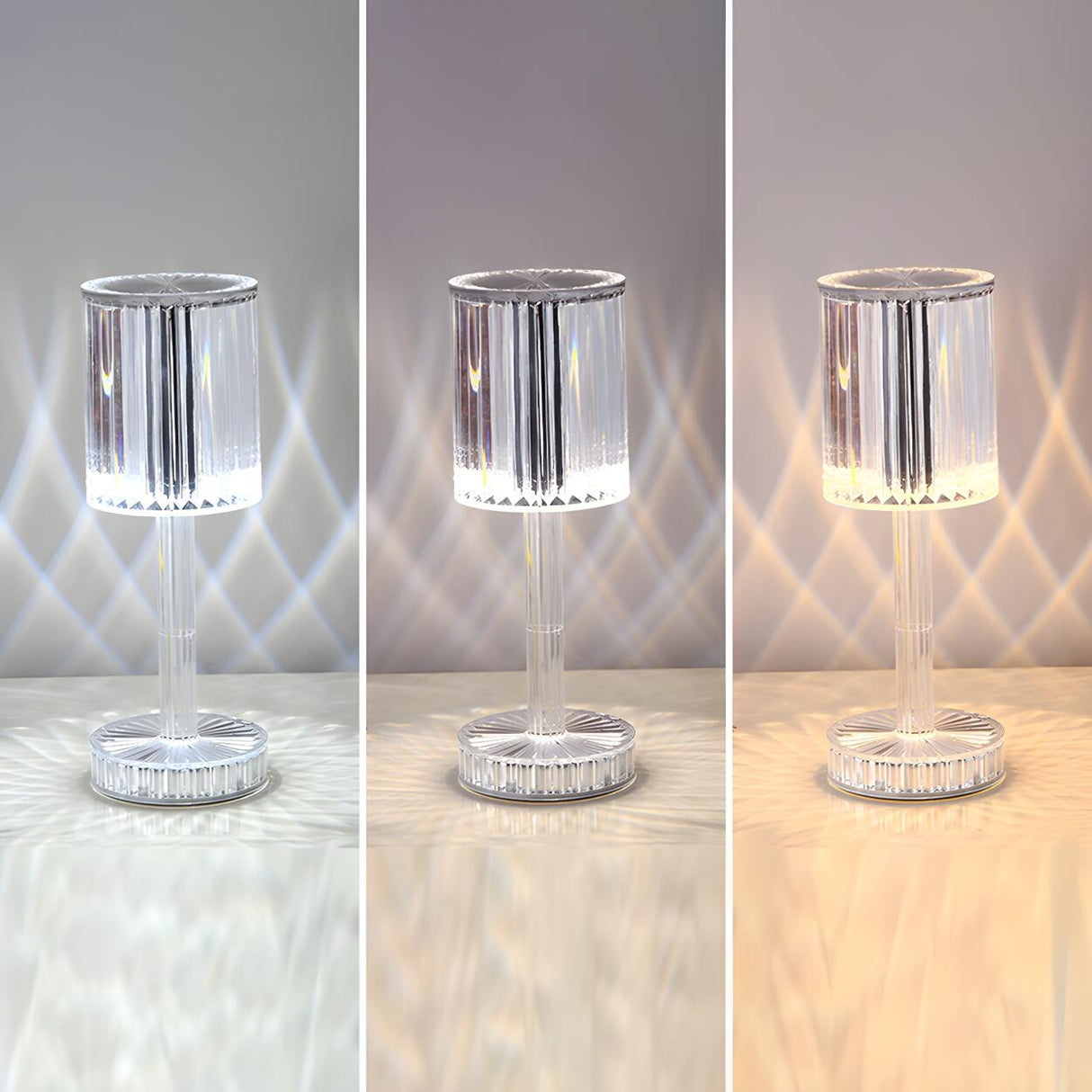 Stylish Clear Cylinder Shade LED Bedside Table Lamp Image - 9