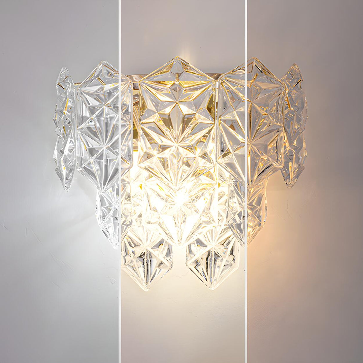 Stylish Clear Glass Gold Snow Metal Wall Sconce Image - 12