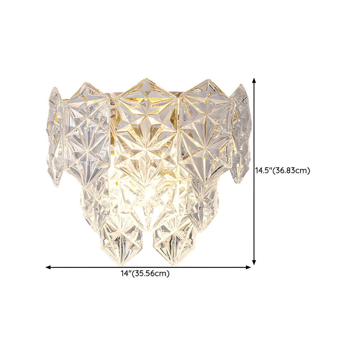 Stylish Clear Glass Gold Snow Metal Wall Sconce 