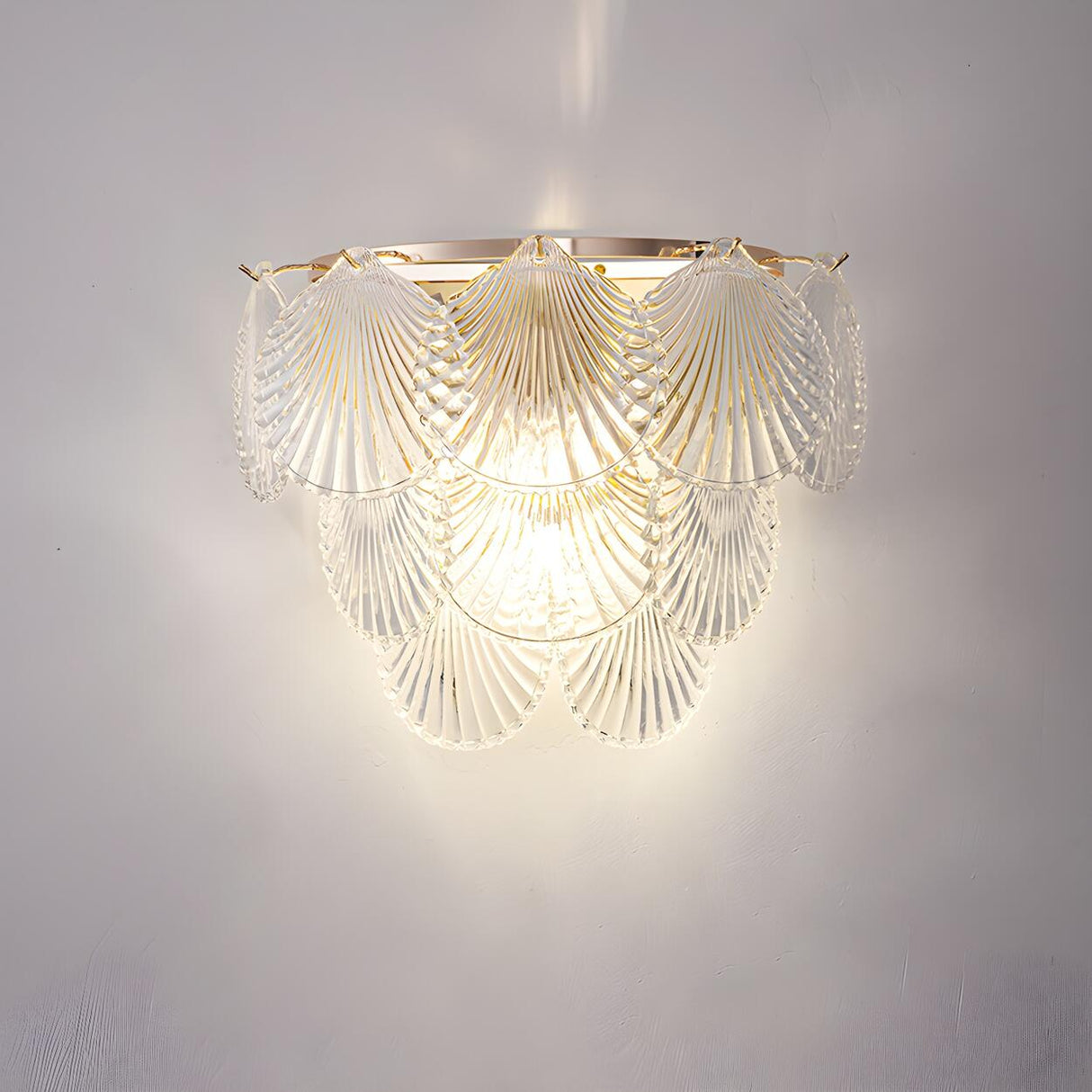 Stylish Clear Glass Gold Snow Metal Wall Sconce Image - 7