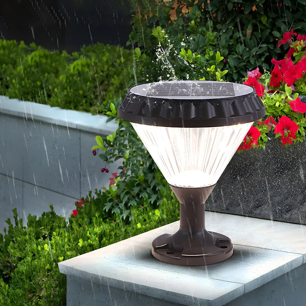 Stylish Cone Solar Black Waterproof Outdoor Table Lamp Image - 13