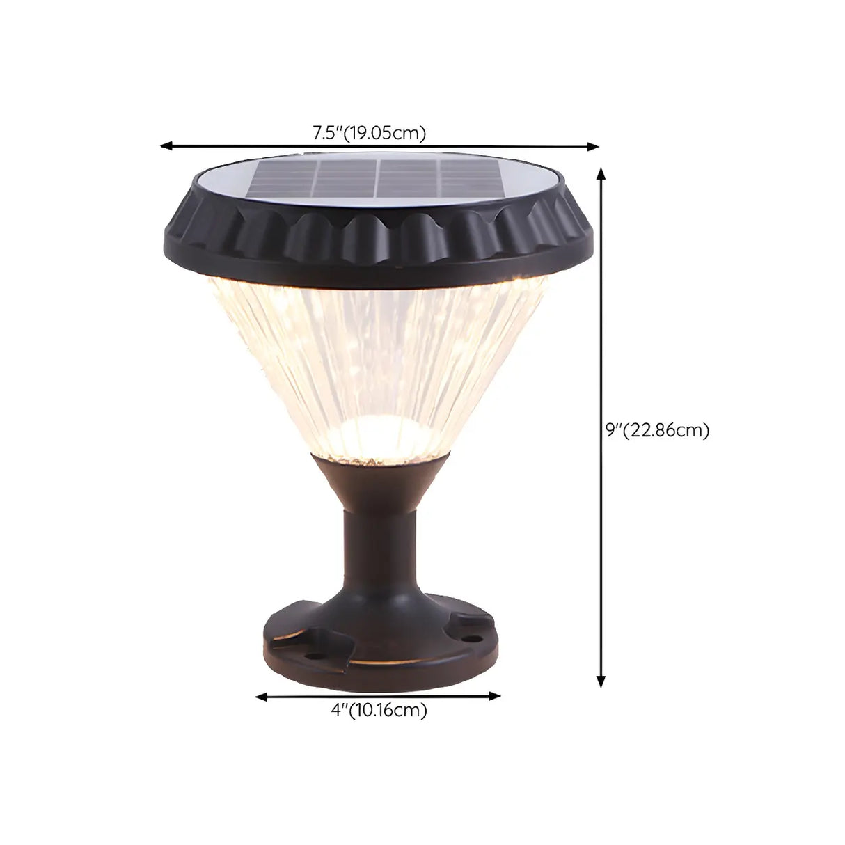 Stylish Cone Solar Black Waterproof Outdoor Table Lamp 