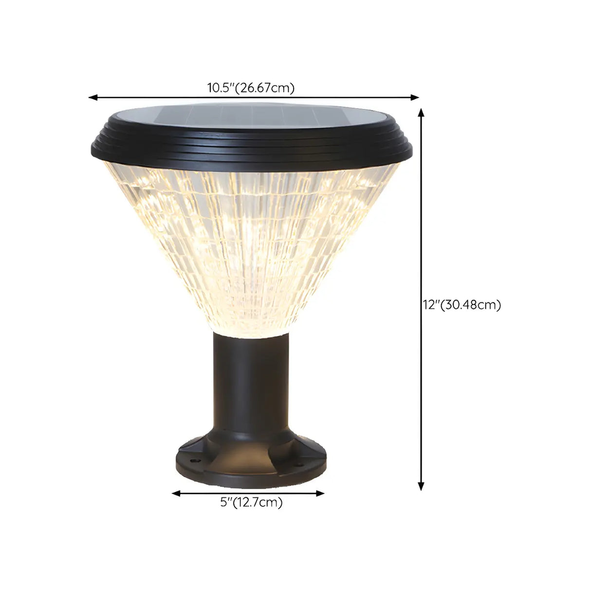 Stylish Cone Solar Black Waterproof Outdoor Table Lamp Image - 21