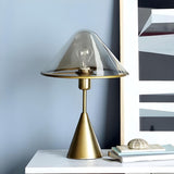 Stylish Conical Clear Glass Shade Metal Base Table Lamp Image - 12