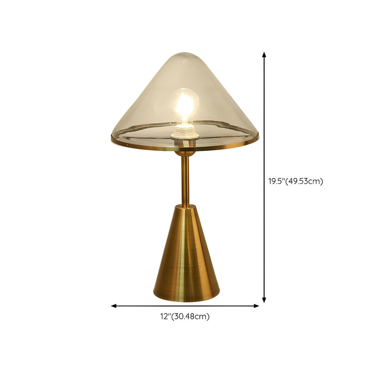 Stylish Conical Clear Glass Shade Metal Base Table Lamp 