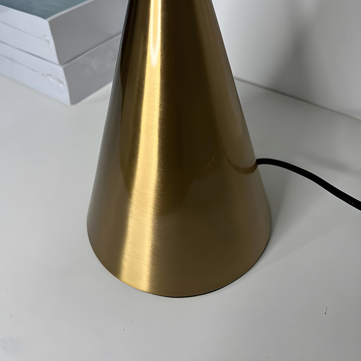 Stylish Conical Clear Glass Shade Metal Base Table Lamp Image - 9