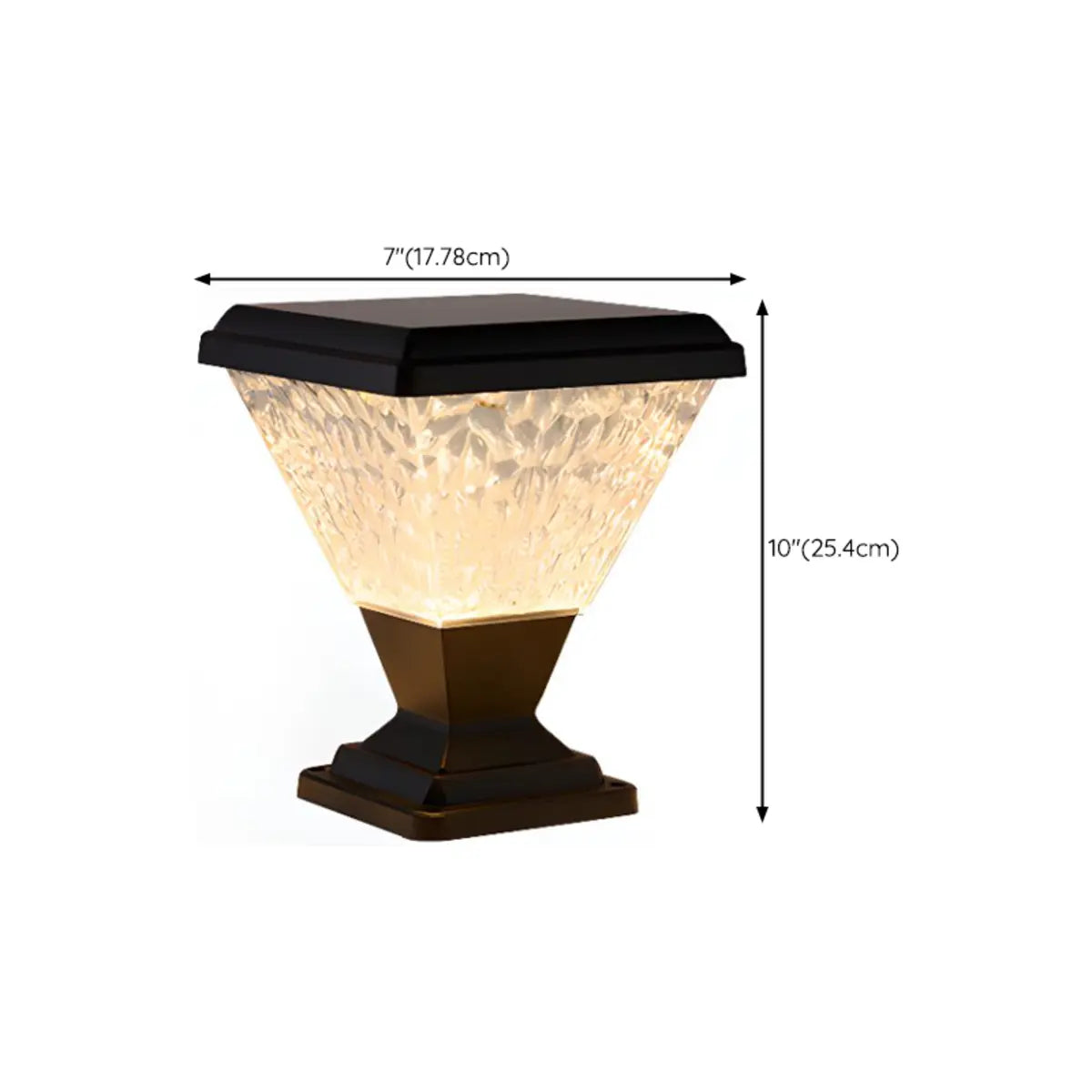 Stylish Conical Glass Black LED Outdoor Post Table Lamp 