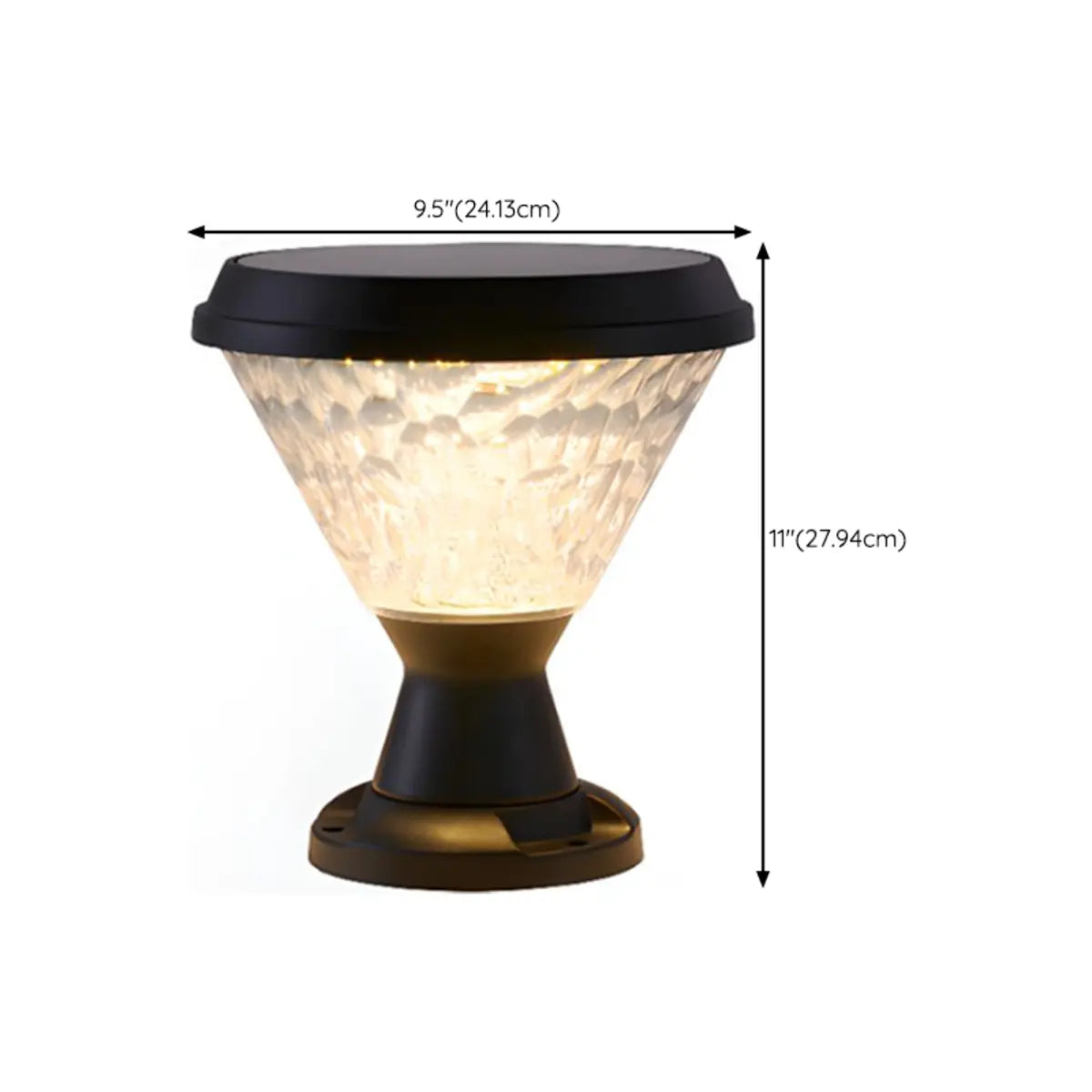 Stylish Conical Glass Black LED Outdoor Post Table Lamp Image - 13