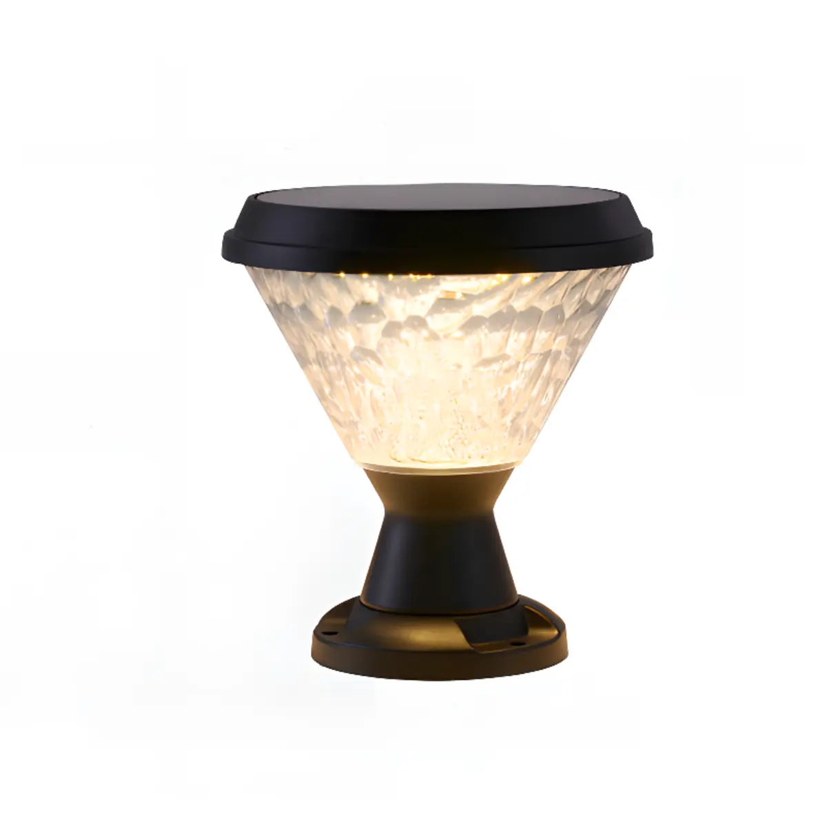 Stylish Conical Glass Black LED Outdoor Post Table Lamp Image - 3