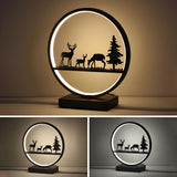 Stylish Couple Silhouette Black Circular Table Lamp Image - 12