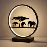 Stylish Couple Silhouette Black Circular Table Lamp Image - 3