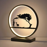 Stylish Couple Silhouette Black Circular Table Lamp Image - 6